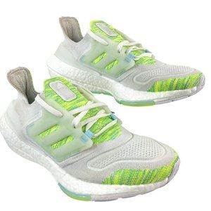 Adidas Shoes Womens Size 8 White Neon Green Running Ultraboost 22 Cushion $190